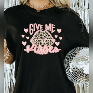 Give Me Kisses Black Tshirt 